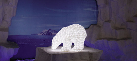 Lianos Illuminated Christmas Plastic Figure Bear White Height 55cm