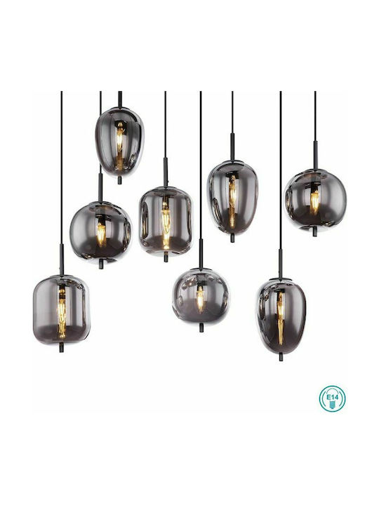 Globo Lighting Blacky Μοντέρνο Κρεμαστό Φωτιστικό Πολύφωτο Ράγα για 8 Λαμπτήρες E14 σε Μαύρο Χρώμα