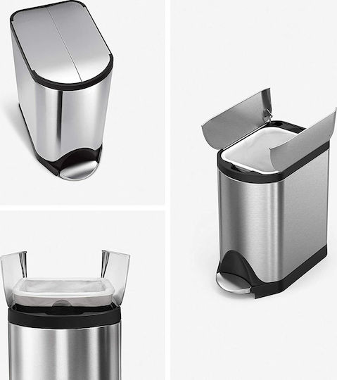 Simplehuman Μεταλλικός Κάδος Απορριμμάτων με Πεντάλ 10lt Inox