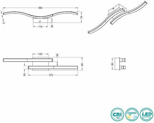 Trio Lighting Route Πλαφονιέρα Οροφής 56εκ. Μαύρη με Ενσωματωμένο LED