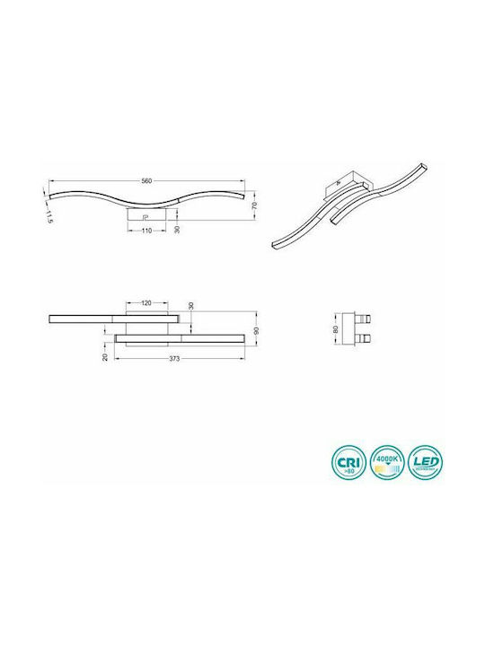 Trio Lighting Route Ceiling Mount Light 56cm White with Integrated LED