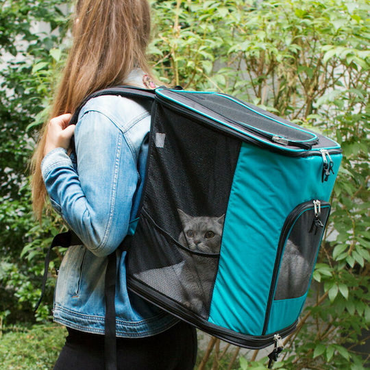 Navaris Dog/Cat Carrying Turquoise Backpack for 12kg Pets L40xW30xH33cm