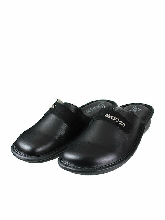 Anatomische Lederne Damen Hausschuhe Schwarze