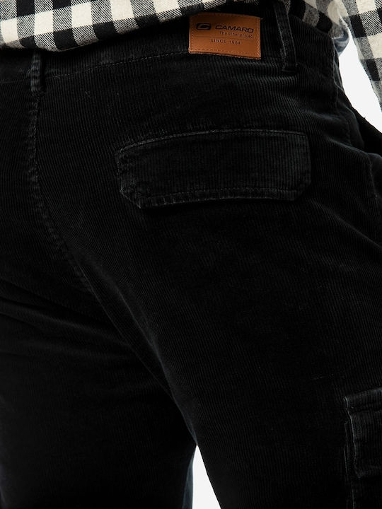 Trousers Cargo Elastic in Tapered Line Black