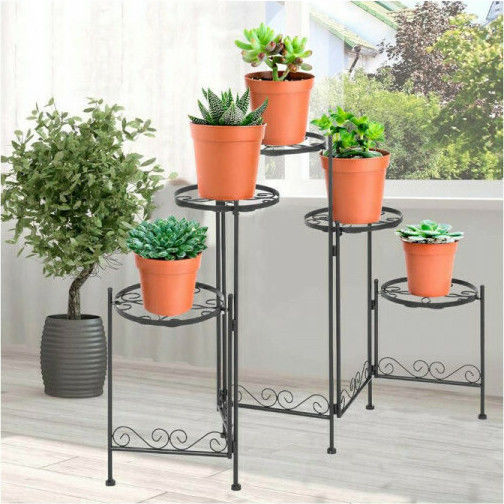 Timeless Tools Suport metalic pentru flori cu poziții Suport de plante Metal Negru 131bucx71.5bucx25.5buccm.