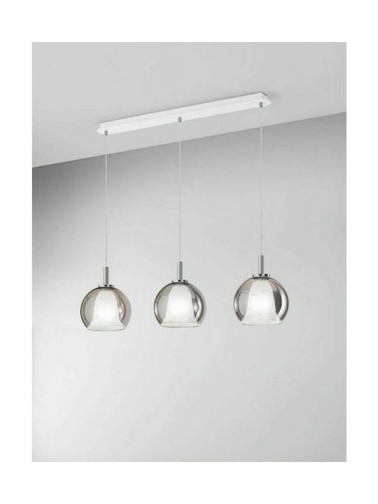 Fabas Luce Bretagna Pendant Light Three-Light Rail for Socket E27 Transparent