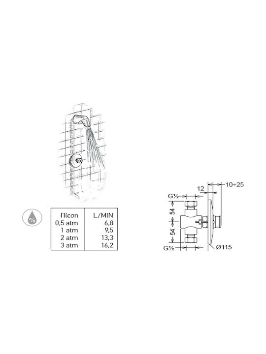 La Torre 410/SH für Dusche Silber