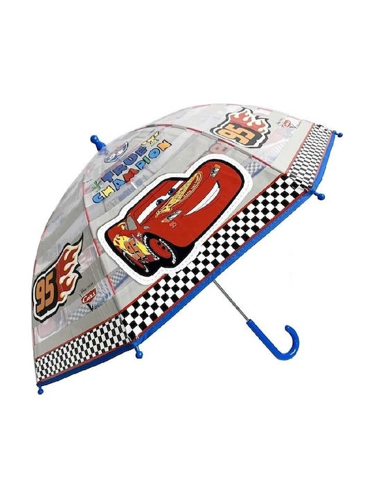 Chanos Kids Curved Handle Umbrella Cars with Diameter 45cm Transparent