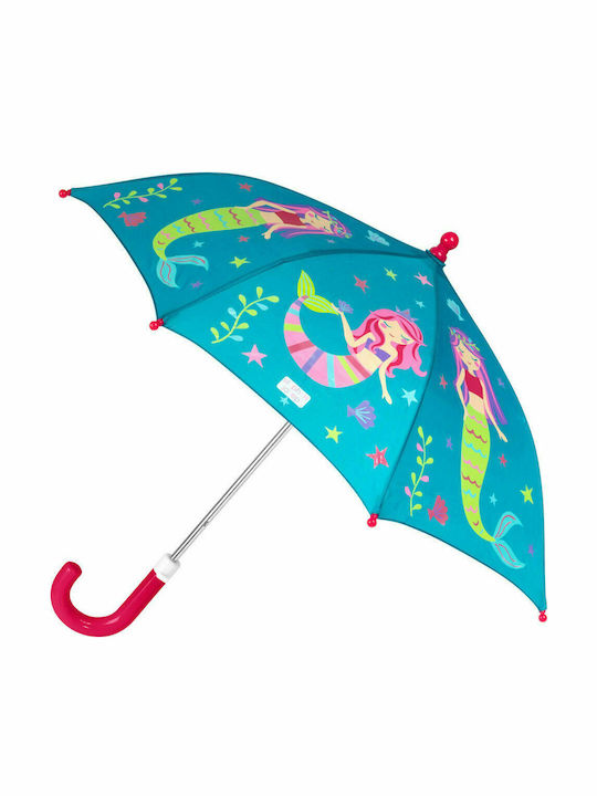 Stephen Joseph Kids Curved Handle Umbrella Mermaid with Diameter 69cm Blue