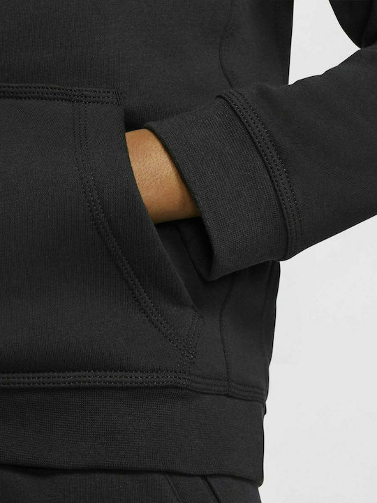 Fleece Παιδικό Φούτερ με Κουκούλα και Τσέπες Μαύρο Sportswear Club