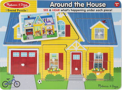 Lemnos Puzzle pentru Copii cu Îmbinări Around the House Sound 8buc Melissa & Doug