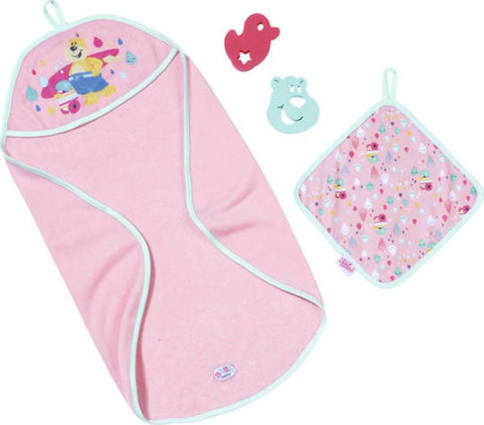 ZAPF Creation Baby Born Zubehör Bad Kapuzenhandtuch und Schwamm Rosa
