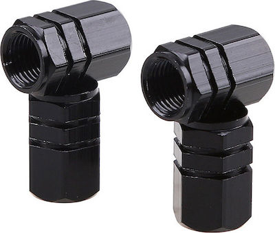 AMiO Car Tire Valve Caps Aluminum Black 4pcs