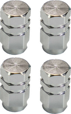 Auto Gs JM-942S Car Tire Valve Caps Silver 4pcs