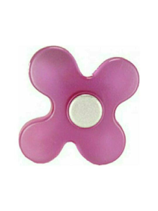 Import Hellas Flower 26311 Kids Knob Furniture made of Plastic in Pink Color 26311 1pcs