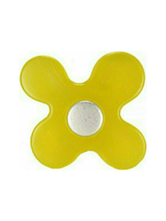 Import Hellas Flower 26314 Kids Knob Furniture made of Plastic in Yellow Color 26314 1pcs