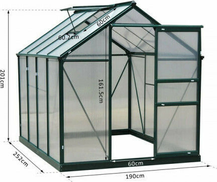 Outsunny 845-059 Θερμοκήπιο Τύπου Σπίτι με Μεταλλικό Σκελετό 1.9x2.52x21m