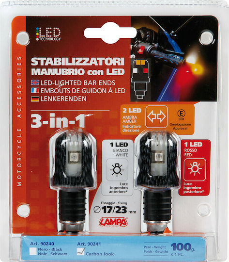 Lampa Handlebar Counterweights with LED flash in Black color