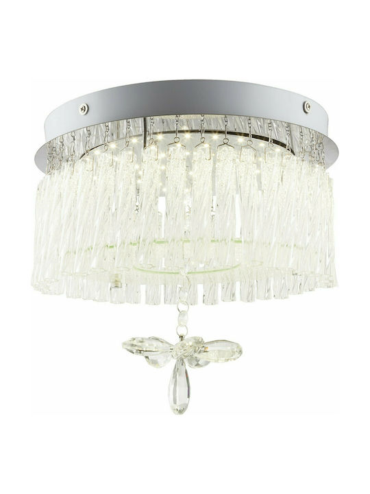 Globo Lighting Mathilda Classic Ceiling Light with Integrated LED and Crystals 28pcs Silver