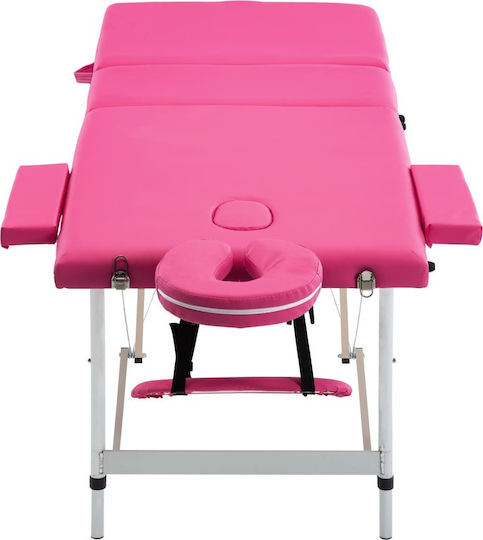 vidaXL Aluminum Portable/Folding Pink Massage and Physiotherapy Bed 191x70cm 3 Positions