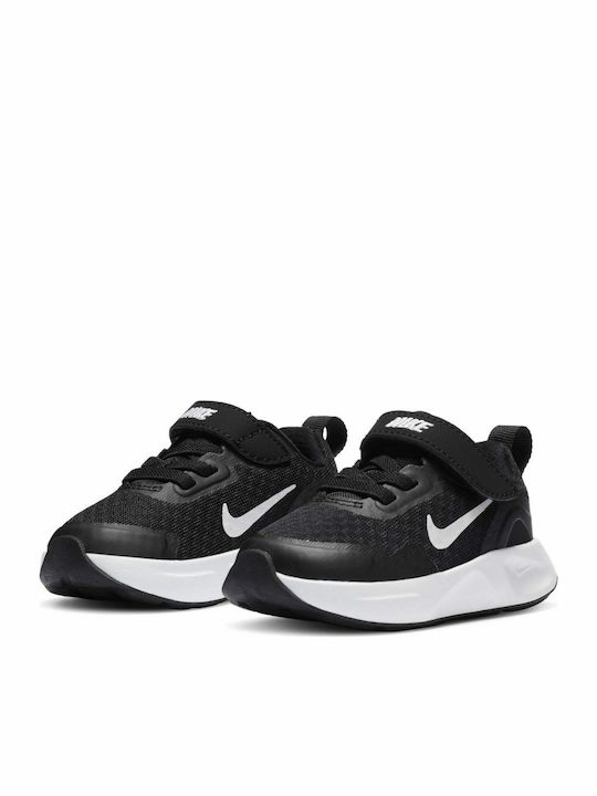 Wearallday Kids Sports Shoes Running with Hoop & Loop Closure Black / White
