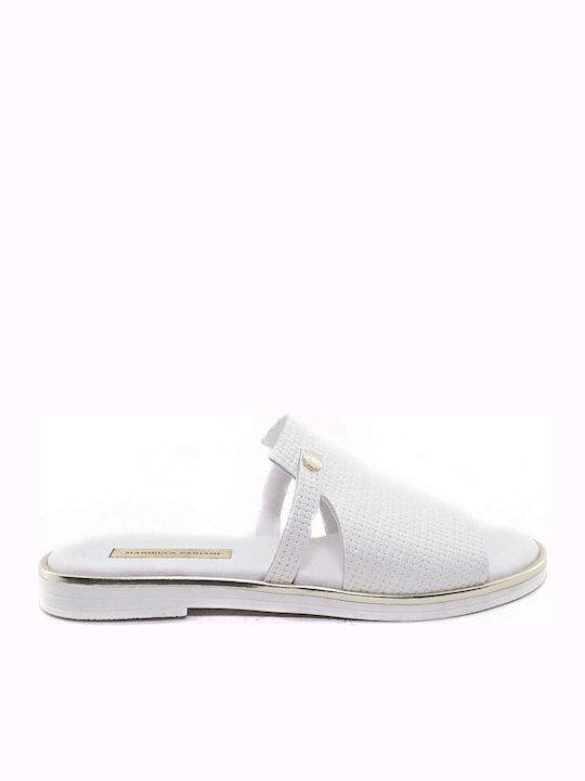 Leather Women's Flat Sandals in White Color