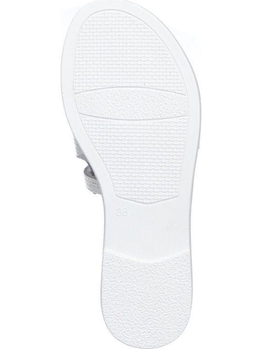 Leather Women's Flat Sandals in White Color