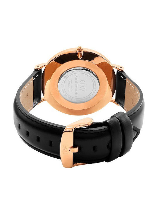 Daniel Wellington Sheffield Men's Watch 40mm Battery with Black Leather Strap
