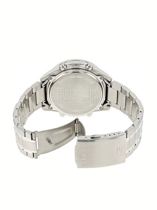 Casio Edifice Analog/Digital Men's Watch 46.6mm Chronograph Battery with Silver Metal Bracelet