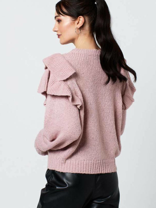 Rut & Circle Women's Long Sleeve Sweater Pink