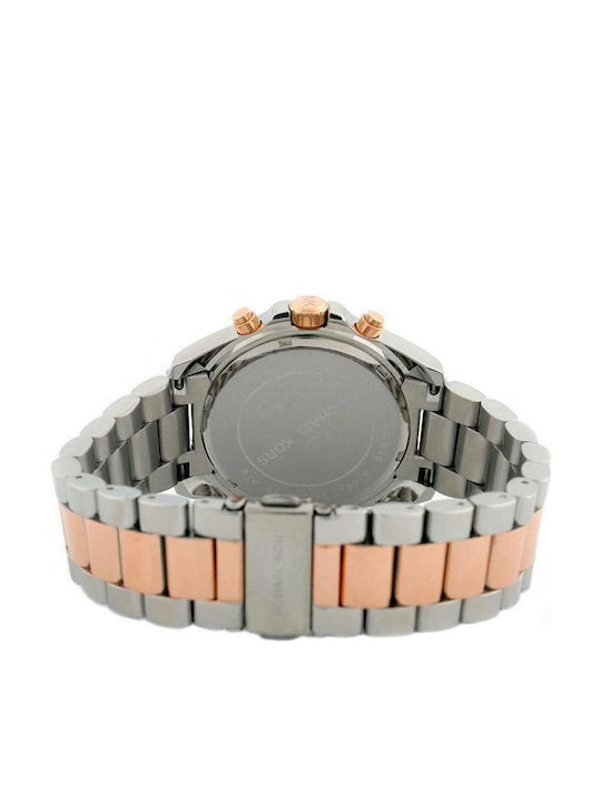 Michael Kors Bradshaw Women's Watch Chronograph with Pink Gold Metal Bracelet