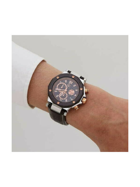 Guess Watch Chronograph Battery with Black Leather Strap X72018G4S