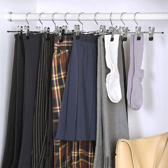 Songmics for Pants / Skirts with Heavy Duty Clips Wardrobe Hanger for Pants Metallic Silver CRI003-20 20pcs
