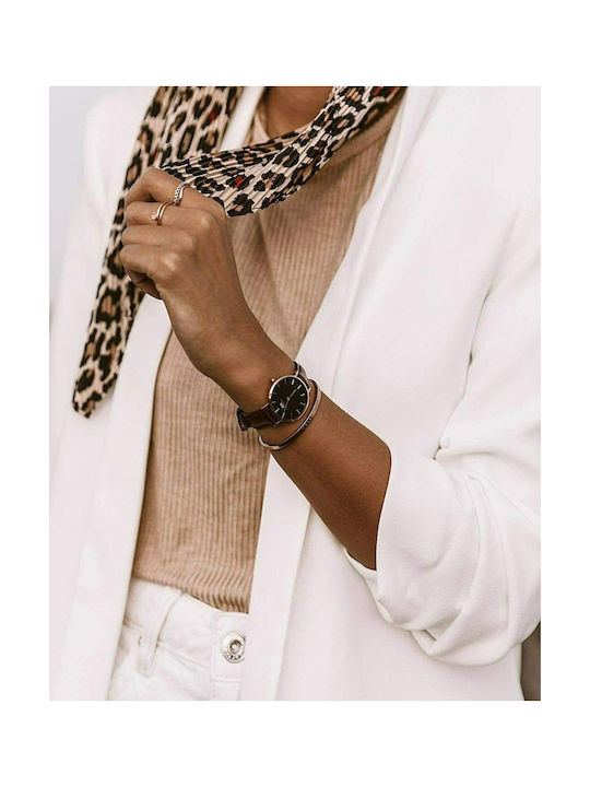 Daniel Wellington Classic Petite Bristol Γυναικείο Ρολόι 32mm Μπαταρίας με Καφέ Δερμάτινο Λουράκι