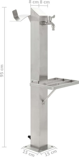 vidaXL Decorative Faucet Garden Stainless Steel Floor Square 95cm 45455