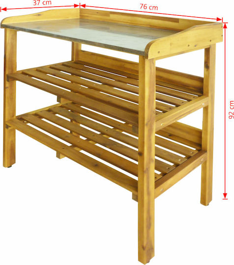 vidaXL Gardening Bench with 2 Shelves Solid Acacia Wood 76x37x92cm 43795 Decorative Workbench Garden Wooden 76cmx37cmx92cm 43795
