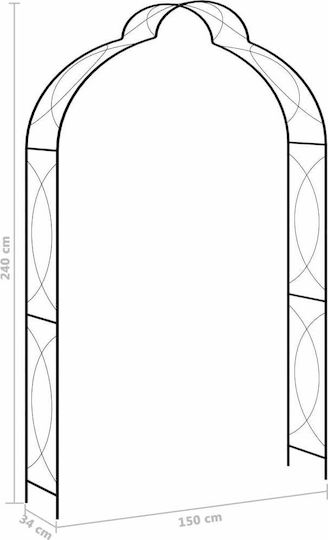 Αψίδα Κήπου από Μέταλλο σε Μαύρο Χρώμα 150x34x240cm