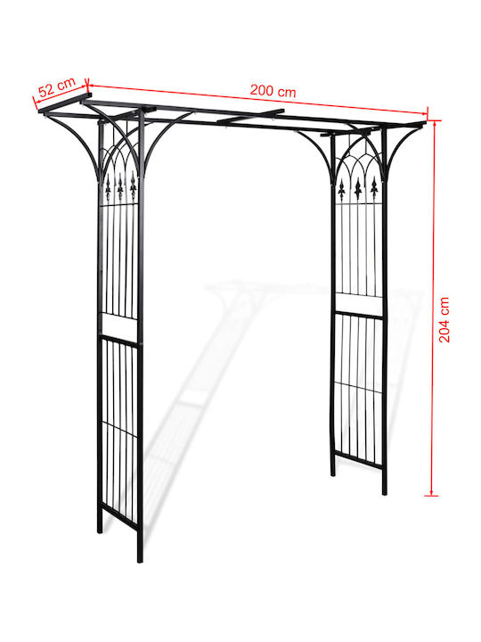 Arcadă De Grădină Din Metal Negru 200x52x204cm