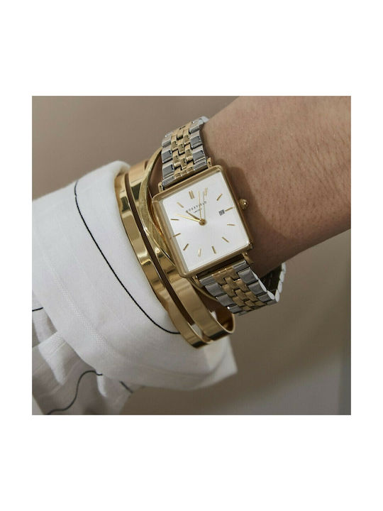 Rosefield The Boxy Watch with Silver Metal Bracelet