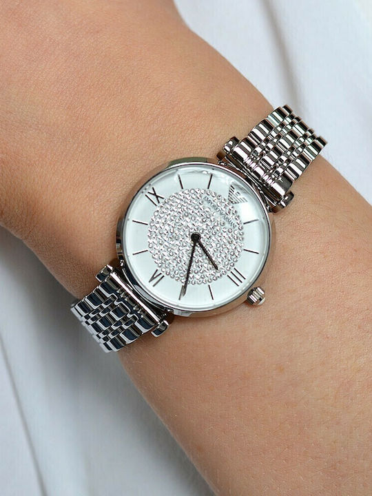 Emporio Armani Gianni T-Bar Crystals Ρολόι Μπαταρίας με Μεταλλικό Μπρασελέ Emporio Armani Gianni T-Bar Crystals Ρολόι Μπαταρίας με Μεταλλικό Μπρασελέ