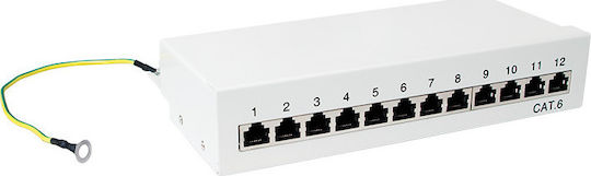LogiLink Panou Patch Ecranat pentru Rack 1U 12 Porturi cat6 Gri