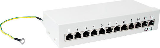 LogiLink Panou Patch Ecranat pentru Rack 1U 12 Porturi cat6 Gri