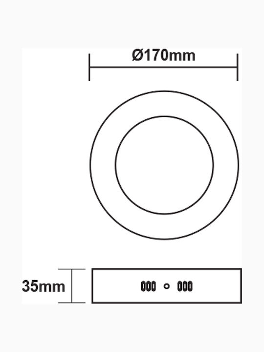 Aca Στρογγυλό Εξωτερικό LED Panel 12W με Φυσικό Λευκό Φως 4000K 17εκ.