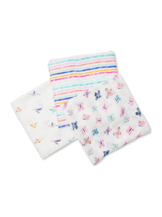 Lulujo Garden Friends Πάνες Αγκαλιάς από Μουσελίνα Πολύχρωμο 120x120εκ. 3τμχ