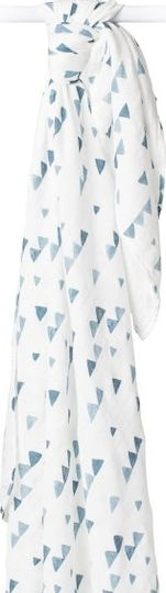 Lulujo Navy Triangles Muslin Swaddle Wrap Multicolour 120x120cm.