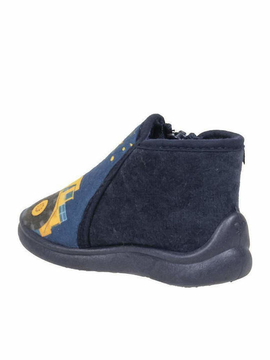 Mini Max Anatomic Kids Slipper Ankle Boot Blue Truck