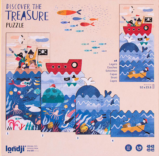 Kids Puzzle Discover the Treasure for 3+ years+ Years 16pcs Londji
