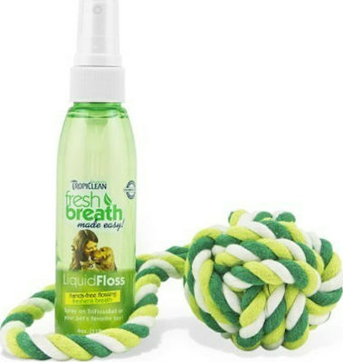 Tropiclean Fresh Breath Toothbrush Dog against Bad Breath Σπρέι Liquid Floss & Ropeball 118ml