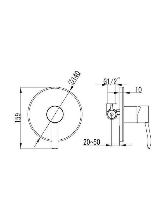 Karag Easter Built-In Mixer for Shower with 1 Exit Chrome