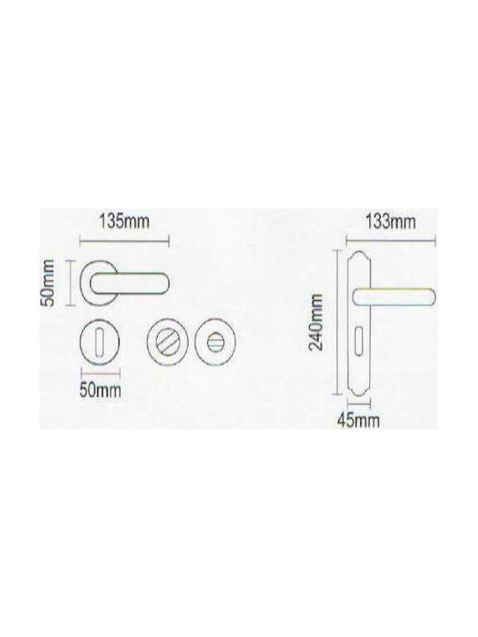 Viometale Lever Middle Door with Rosette 06.730 Pair with Rosette Bronze